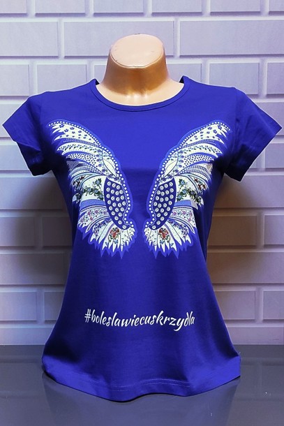 Koszulka Damska - #boleslawiecuskrzydla - kobaltowa (1)